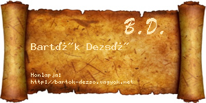 Bartók Dezső névjegykártya